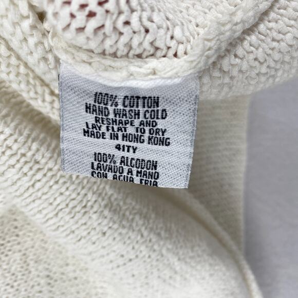 EILEEN FISHER Sweater XS Cotton Nubble Tape Yarn Vest Tank Boat Neck White VTG - Picture 6 of 9